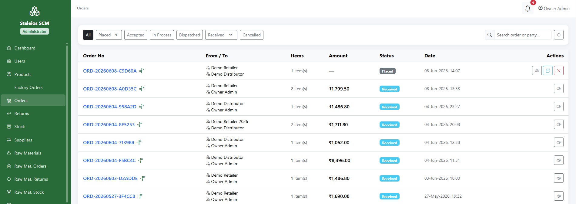 Order lifecycle management