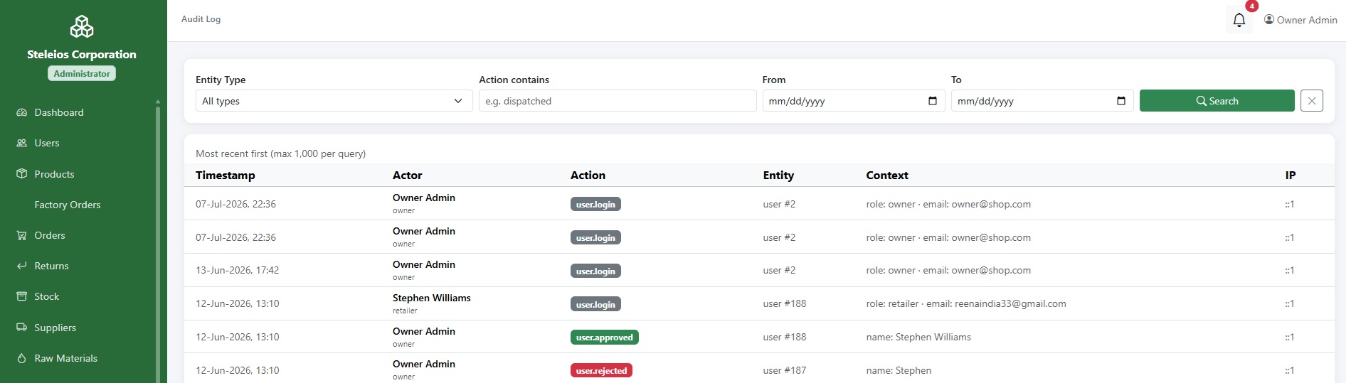 Append-only audit log