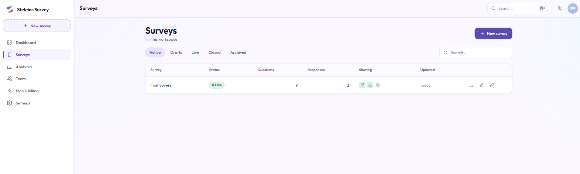 Steleios Survey — screenshot